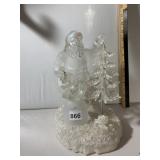 SANTA CLAUS FIGURINE, FROSTED GLASS, LIGHTED,