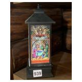 NATIVITY SCENE LANTERN, STAINED GLASS STYLE,