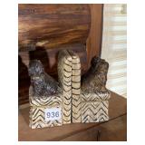 DOG FIGURINE BOOKENDS, RESIN, ZIGZAG PATTERNED