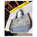 SPARTINA 449 TOTE BAG, TEXTURED FABRIC, BLUE AND