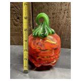 ART GLASS PUMPKIN, MULTICOLOR SWIRL PATTERN,
