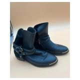 BLACK LEATHER AND SUEDE KNEE-HIGH BOOTS,