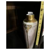 PORCELAIN VASE, WHITE W/ IRIDESCENT FINISH, GILT