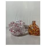 ART GLASS VASE GROUPING, INCLUDES RUFFLED RIM