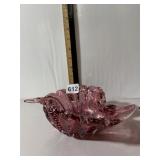 VINTAGE ART GLASS BOWL, CRANBERRY PINK, BULLE DE