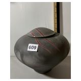 K GONZALEZ STUDIO POTTERY VASE, DARK GREY MATTE