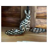 ROBERT STANLEY CERAMIC RABBIT FIGURINE AND (2)
