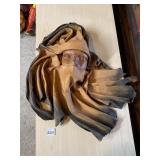 MOLDED LEATHER WALL MASK, DRAPED HOODED FIGURE,