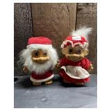 RUSS BERRIE TROLL DOLLS (2), SANTA AND MRS. CLAUS