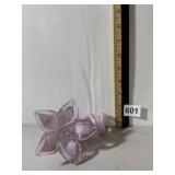 ART GLASS FLOWER FIGURINE, PINK AND WHITE SWIRL