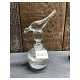CLEAR GLASS PERFUME BOTTLE W/ BIRD FIGURAL