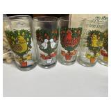 JEANNETTE GLASS 12 DAYS OF CHRISTMAS TUMBLERS, 12