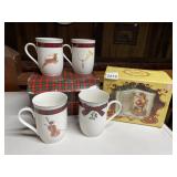 ARITA TARTAN PORCELAIN MUGS (4), CHRISTMAS THEME,