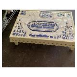 MOSAIC TRAY, BLUE AND WHITE WILLOW PATTERN