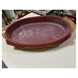 LONGABERGER WOVEN BASKET W/ RED FABRIC LINER AND