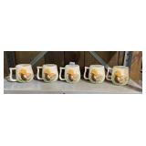 MUSHROOM MUGS, CERAMIC, EMBOSSED MUSHROOM DESIGN,