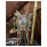 ASIAN STYLE TABLE LAMP, DRAGON MOTIF METAL FRAME,