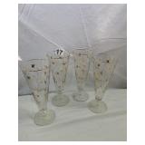 VINTAGE FOOTED CHAMPAGNE FLUTES (6), CLEAR GLASS,