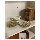 CERAMIC CREAMER W/ FLORAL DECORATION, TWO