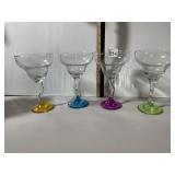MARGARITA GLASSES, CLEAR BOWLS, TWISTED STEMS,