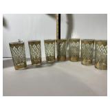 VTG DRINKING GLASSES, GOLD FILIGREE LATTICE