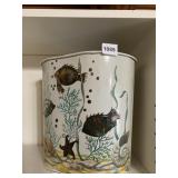 METAL WASTE BASKET, CYLINDRICAL, UNDERWATER FISH