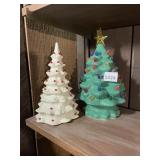 CERAMIC CHRISTMAS TREE FIGURINES, BATTERY
