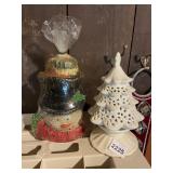 YANKEE CANDLE SNOWMAN CANDLE HOLDER, CERAMIC,