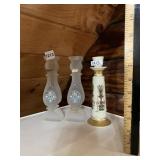 LENOX CANDLESTICKS, FROSTED GLASS W/ RHINESTONE