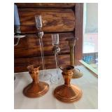 CANDLE HOLDERS (4), MIXED MATERIALS, GLASS AND