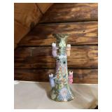 CHINESE PORCELAIN FIGURAL CANDLESTICK, POLYCHROME