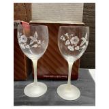 AVON HUMMINGBIRD CRYSTAL GOBLETS, 24% FULL LEAD
