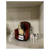 CERAMIC DOG FIGURINES (3), INCLUDES DOG IN CHAIR