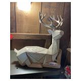 GEOMETRIC RECLINING DEER FIGURINE, WHITE FINISH