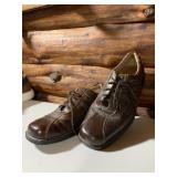 DOCKERS PROSTYLE SHOES, BROWN LEATHER, LACE-UP