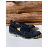JOHNSTON & MURPHY PENNY LOAFERS, NAVY BLUE SUEDE,