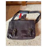 SAMSONITE LEATHER BUSINESS CASE, BROWN, FLAP