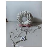 CERAMIC WREATH LAMP, IRIDESCENT WHITE FINISH,