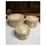 NESTING ROUND STORAGE BOXES (3), TEXTURED FINISH