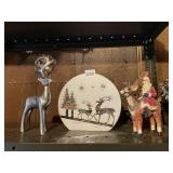 CHRISTMAS DECOR GROUPING, METAL REINDEER