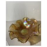 CARNIVAL GLASS BOWL, MARIGOLD IRIDESCENT FINISH,