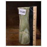 ONYX VASE, GREEN BANDED STONE, CYLINDRICAL FORM,