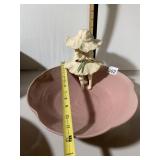 DOLORES POTTERY BOWL, PINK GLAZE, FIGURAL GIRL W/