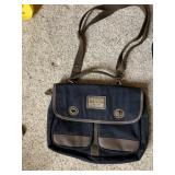 LIZ CLAIBORNE CANVAS AND FAUX LEATHER MESSENGER