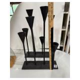 MODERNIST BLACK METAL CANDLESTICK HOLDERS,