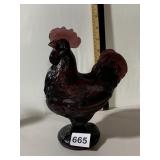 VINTAGE PRESSED GLASS ROOSTER COVERED DISH, DEEP