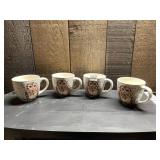 PIER 1 IMPORTS OWL MUGS (4), IRONSTONE,