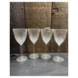 CRYSTAL STEMWARE GOBLETS (4), CUT STARBURST