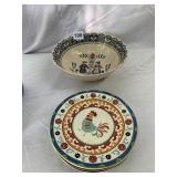 222 FIFTH SUZANI ROOSTER PLATES (4) AND JOHNSON