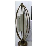 MCM TABLE LAMP, BRASS FINISH METAL CAGE FRAME,